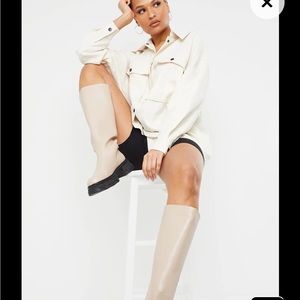 NEW IN BOX PRETTY LITTLE THING BEIGE EXTREME SOLE CALF BOOT